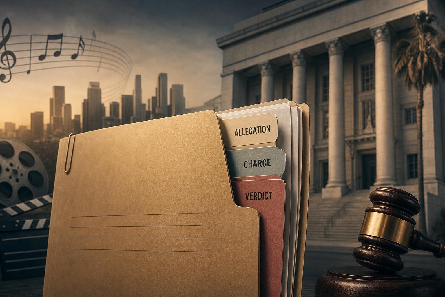 How Los Angeles entertainment court cases are reported: allegations, charges and verdicts 1 Editorial illustration for How Los Angeles entertainment court cases are reported: allegations, charges and verdicts